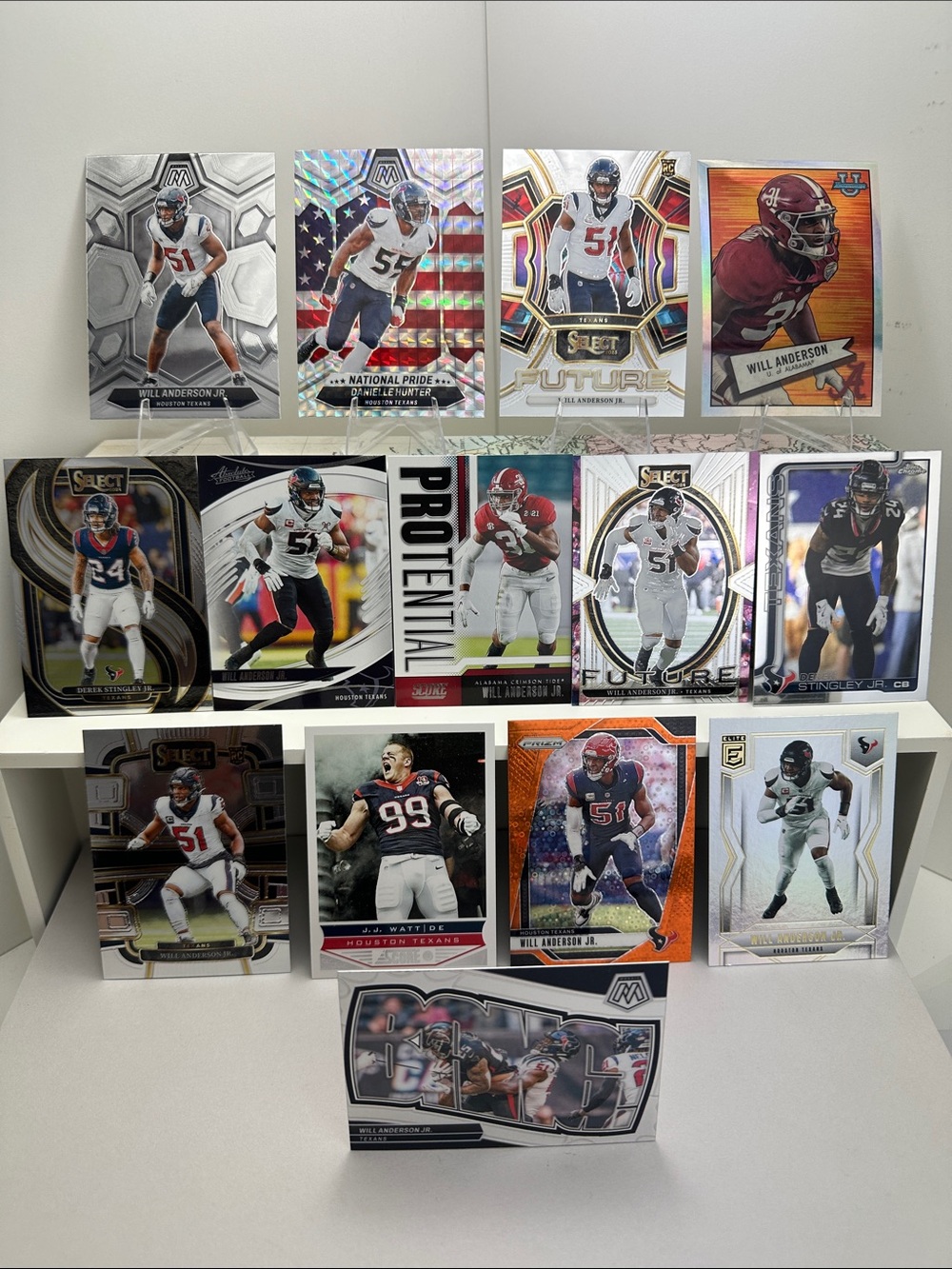 Will Anderson Jr. Texans lot of 14 w/ 4 Rookies + Hunter, Stingley Jr. & Watt
